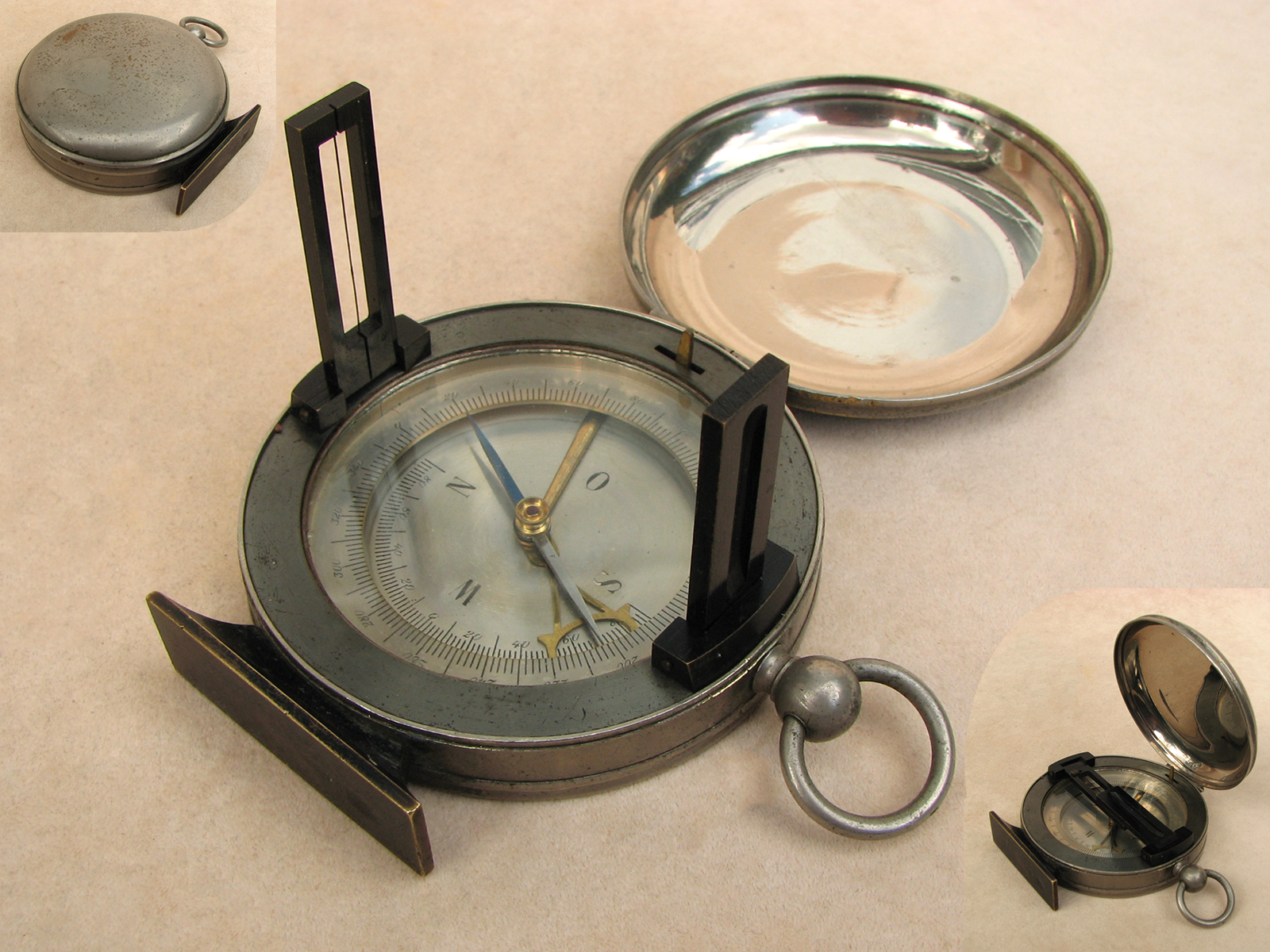 Early 20th century full hunter cased pocket compass & clinometer